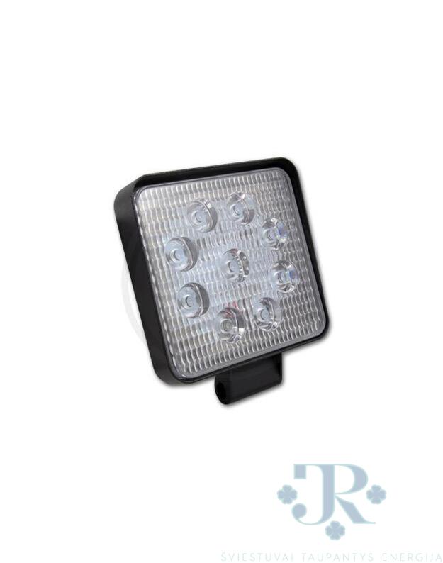 LED žibintas 10-30V 27W 9LED kvadrat.