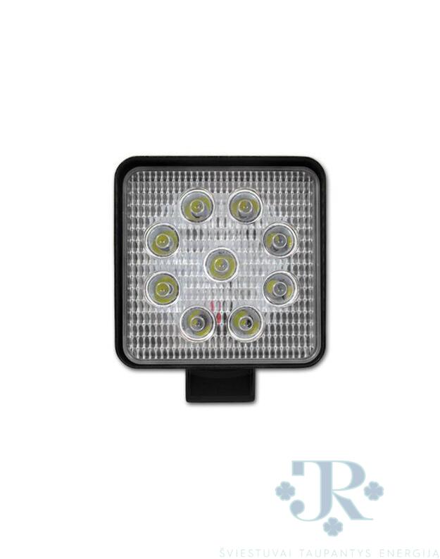 LED žibintas 10-30V 27W 9LED kvadrat.